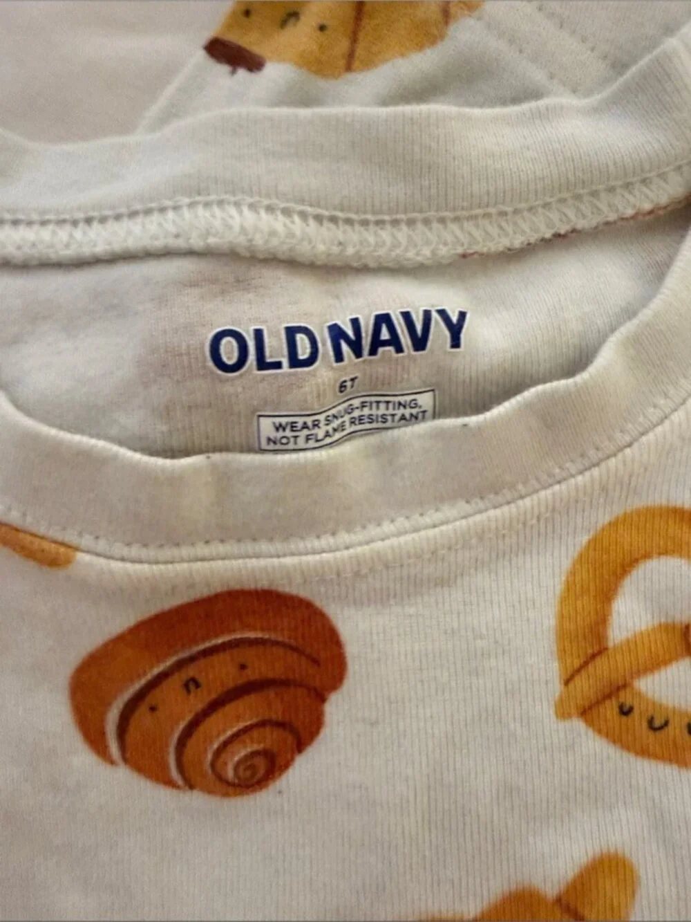 Old Navy White Kids Pajama Top with Brown & Yellow Bakery Print